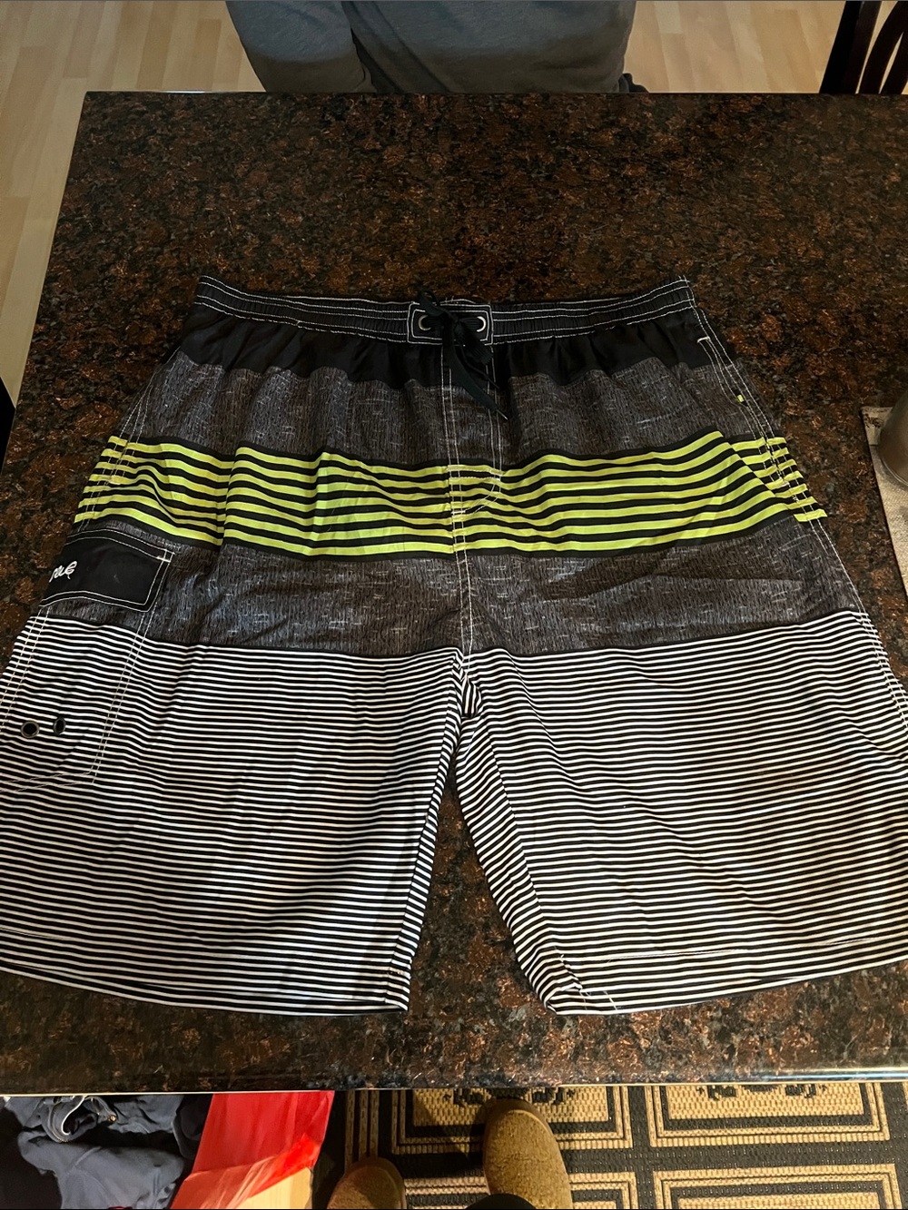 Men's Lime Stripe Boardshorts Swim Trunks